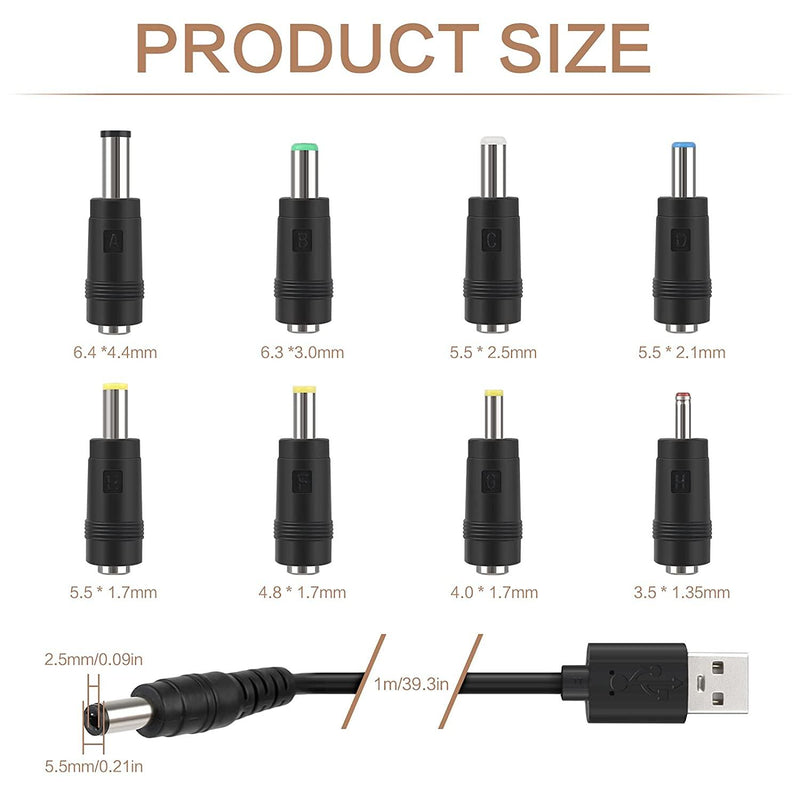 NÖRDIC 1m Power cable USB to DC with 11 connectors USB DC Power