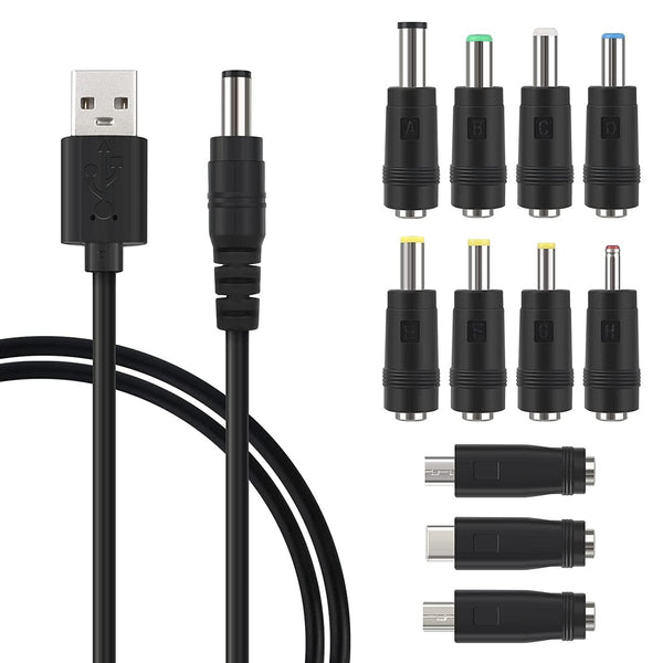 NÖRDIC 1m Power cable USB to DC with 11 connectors USB DC Power