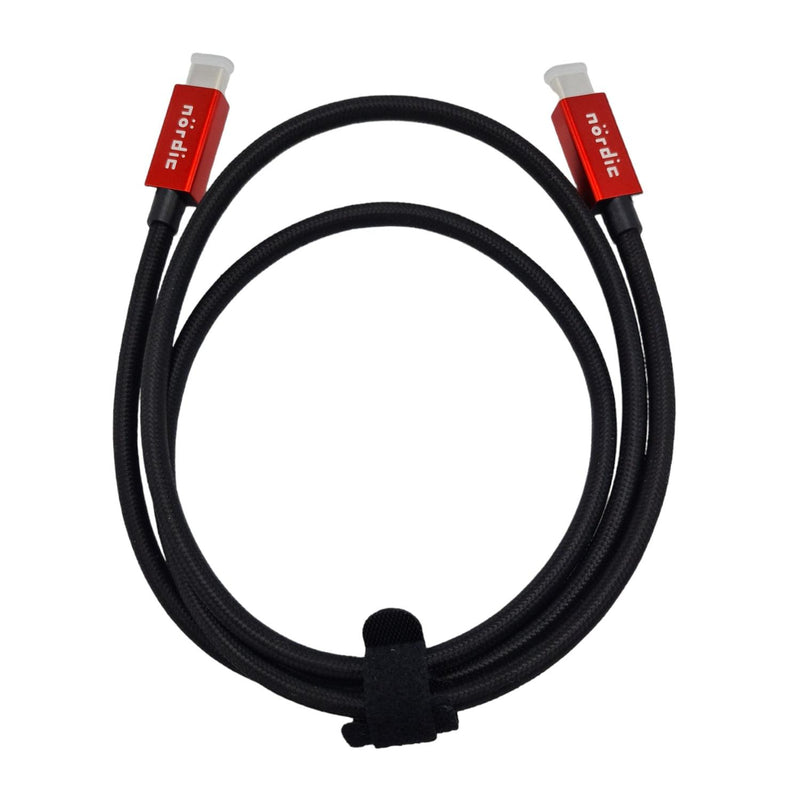 NÖRDIC 1m USB3.2 Gen2 SuperSpeed USB 10Gbps USB-C to C nylon braided cable with Power Delivery 100W, 4K60Hz video and Emarker