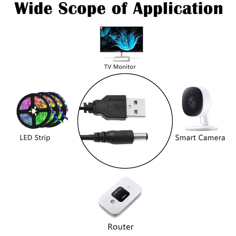 NÖRDIC 1 m USB-A cable to DC 5.5×2.5 mm 2A