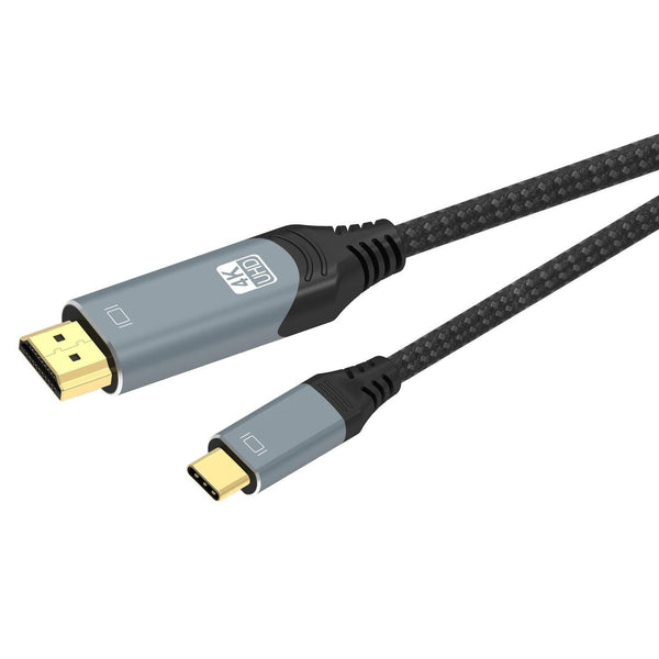 NÖRDIC 1m USBC to HDMI 4K 60Hz nylon braided cable space grey support for HDCP1.4 and 2.2