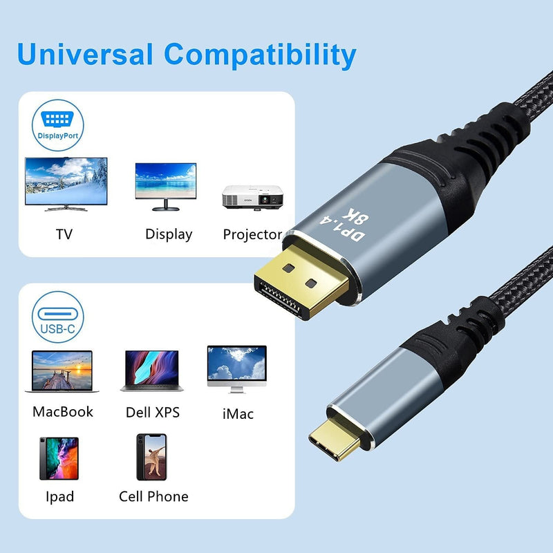 NÖRDIC 1m USBC to DP 1.4 cable 8K30Hz 4K120Hz 32.4Gbps