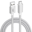 NÖRDIC 1m USB C to USB A cable USB3.1 GEN1 Fast charge 3A 60W 5GBPS Nylon Braided white