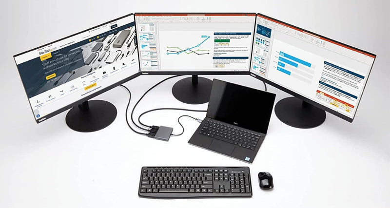 NÖRDIC 1 to 4 USB-C Docking Station 3 Monitors 2xDP 4K60Hz, 1xHDMI 4K60Hz 1x USB-C PD100W