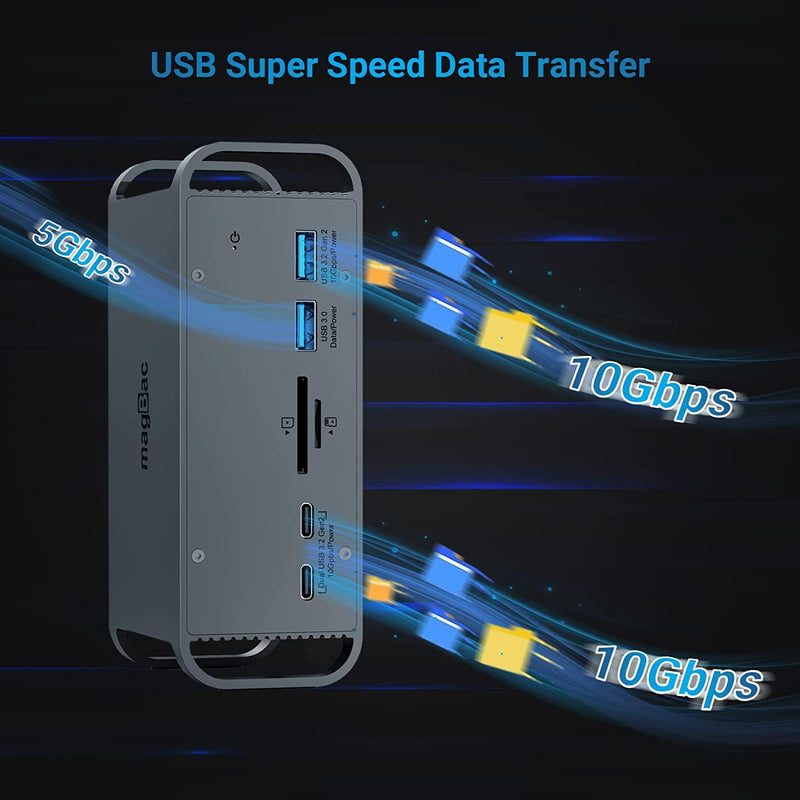 NÖRDIC 1 to 15 USB-C docking station triple monitors 2xHDMI 1xDP 4K60Hz 7xUSB 1xUSB-C PD65W 1xRJ45 1xSD 1xMicro SD Thunderbolt 3/4 USB4