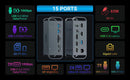 NÖRDIC 1 to 15 USB-C docking station triple monitors 2xHDMI 1xDP 4K60Hz 7xUSB 1xUSB-C PD65W 1xRJ45 1xSD 1xMicro SD Thunderbolt 3/4 USB4