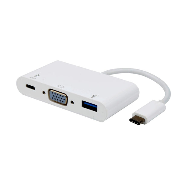 NÖRDIC 1 to 3 C USB docking with 1x VGA 1920x1200 at 60Hz, 1xUSB C 100W PD quick charge and 5Gbps data transfer, 1xUSB 3.1