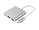 NÖRDIC 1 to 3 Docking USBC to HDMI 4K 30Hz USB C Power Delivery 60W and USB A 3.1 Silver 5Gbps