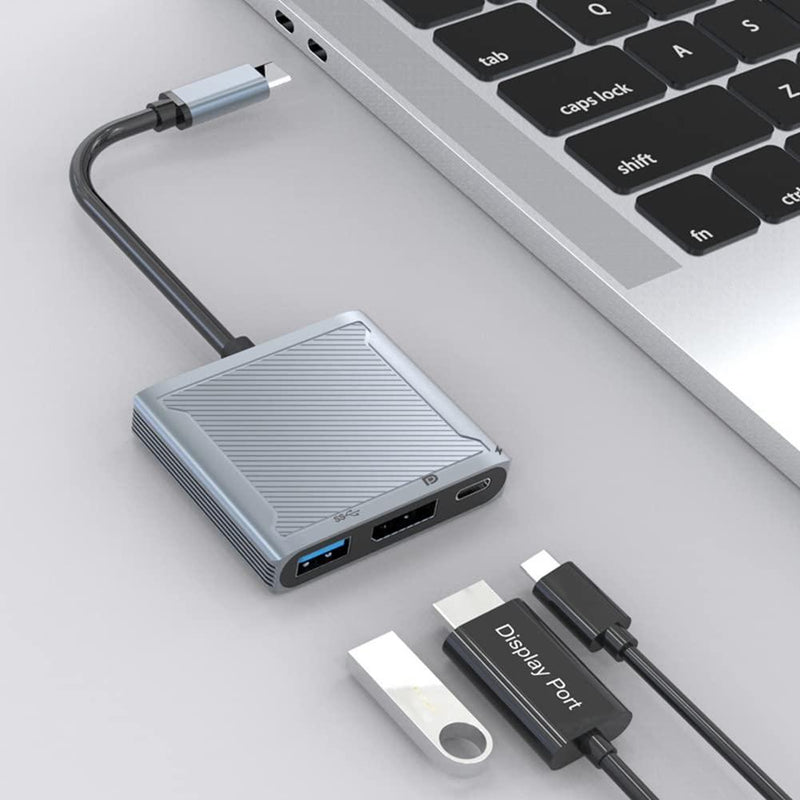 NÖRDIC 1 to 3 Docking station USBC to 1xDP 8K60Hz 1xUSBC 100W PD and 1xUSB-A 5Gbps