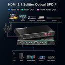 NÖRDIC 1 to 4 HDMI 2.1 Splitter 8K 60Hz 4K120Hz VRR Free-/G-Sync CEC, S/PDIF Extractor