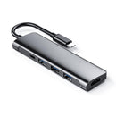 NÖRDIC 1 to 5 C USB Docking 1xHDMI 4K 30Hz 1xUSB C 60W PD 3xUSB3.1 5Gbps aluminum space Gray