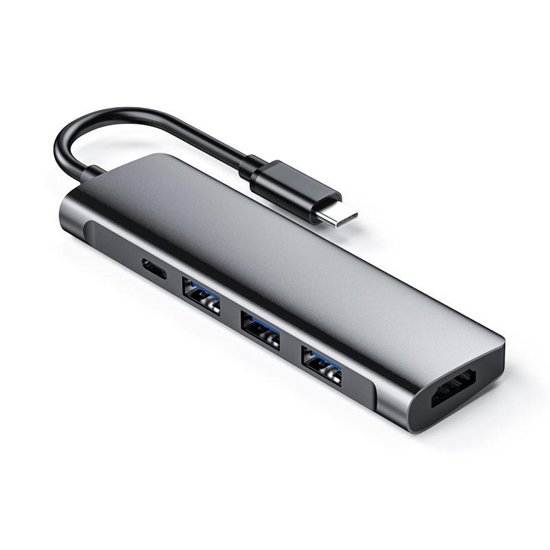 NÖRDIC 1 to 5 C USB Docking 1xHDMI 4K 30Hz 1xUSB C 60W PD 3xUSB3.1 5Gbps aluminum space Gray