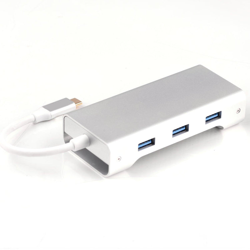NÖRDIC 1 to 8 C USB Aluminum Docking 1xHDMI 4K 1080p 30Hz 1xVGA 3xUSB 3.1 5GBP 1x USB C PD87W 1xSD / TF card reader silver