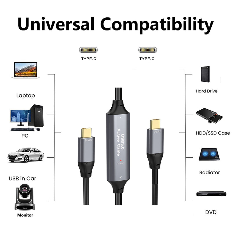 NÖRDIC 20m Active USB 3.0 C to C Cable, 5Gbps Super Speed USB Cable