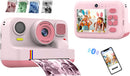 NÖRDIC 2.4" HD Instant-Camera, Mini Camera with Photo Printing/Video Recording, Compatible App, Pink