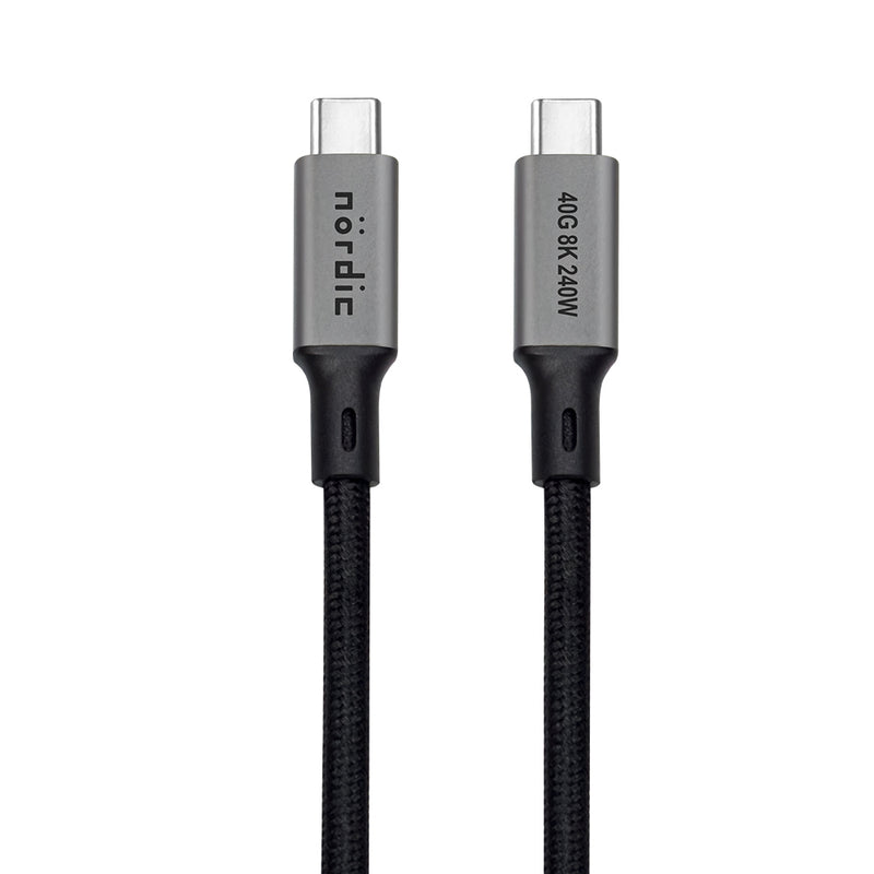NÖRDIC 25cm USB4 USB-C to C nylon braided cable PD3.1 240W 40G 8K60Hz 4K144Hz gray
