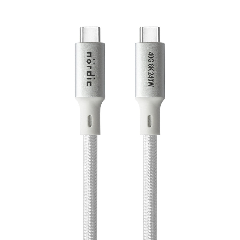 NÖRDIC 25cm USB4 USB-C to C nylon braided cable PD3.1 with 240W fast charging 40G 8K60Hz 4K120Hz 5K60Hz 2x4K60Hz Emarker
