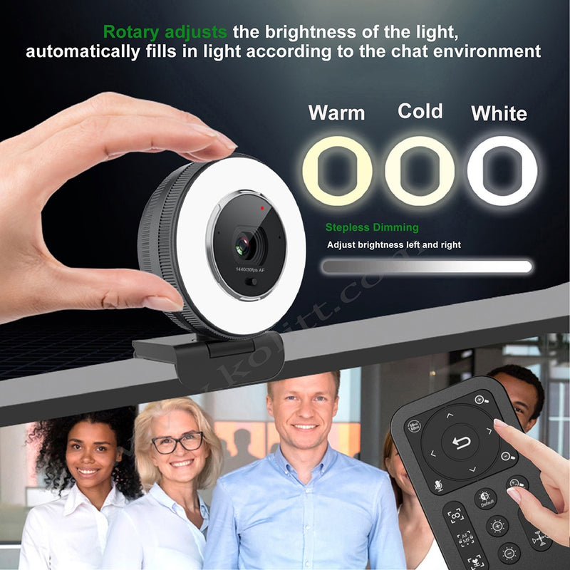 NÖRDIC 2K 30fps 4MP Webcam with ring light 5X zoom 1/2.8 CMOS sensor