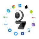 NÖRDIC 2K 30fps 4MP Webcam with ring light 5X zoom 1/2.8 CMOS sensor