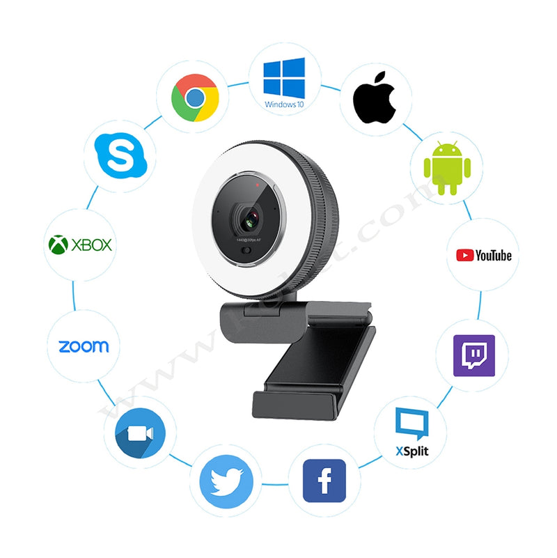 NÖRDIC 2K 30fps 4MP Webcam with ring light 5X zoom 1/2.8 CMOS sensor