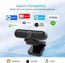 NÖRDIC 2K Webcam 2560x1440p 30fps 1080p 60fps 4MP with auto focus built-in microphone and privacy protection