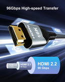 NÖRDIC 2m HDMI 2.2 Cable 96 Gbps, supports 16K 60Hz, 8K 240Hz, 4K 480Hz, HDCP 2.2 & 2.3, DTS:X, Dynamic HDR10+ and eARC