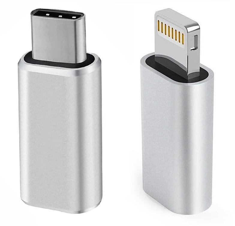 NÖRDIC 2 in 1 Adapter kit USB C to Lightning female and Lightning to USB C female (non-MFI) Aluminum Space Grey