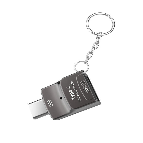 NÖRDIC 2 in 1 OTG USB3.1 A adapter to USB-C with card reader 2TB TF / Micro SD / Micro SDHC / Micro SDXC