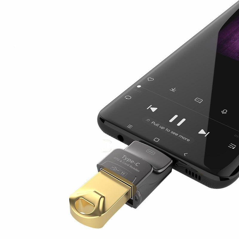NÖRDIC 2 in 1 OTG USB3.1 A adapter to USB-C with card reader 2TB TF / Micro SD / Micro SDHC / Micro SDXC