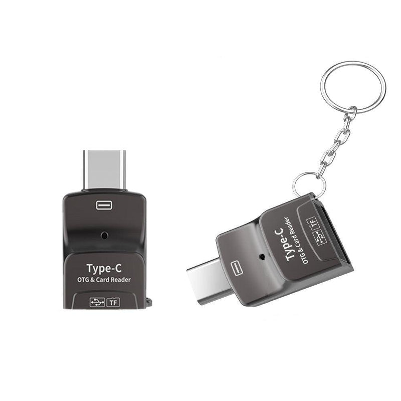 NÖRDIC 2 in 1 OTG USB3.1 A adapter to USB-C with card reader 2TB TF / Micro SD / Micro SDHC / Micro SDXC