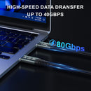 NÖRDIC 2m Thunderbolt 5 cable 80Gbps data transfer 240W Charging 120Gbps bandwidth 16K60Hz 8K60Hz 4K540Hz