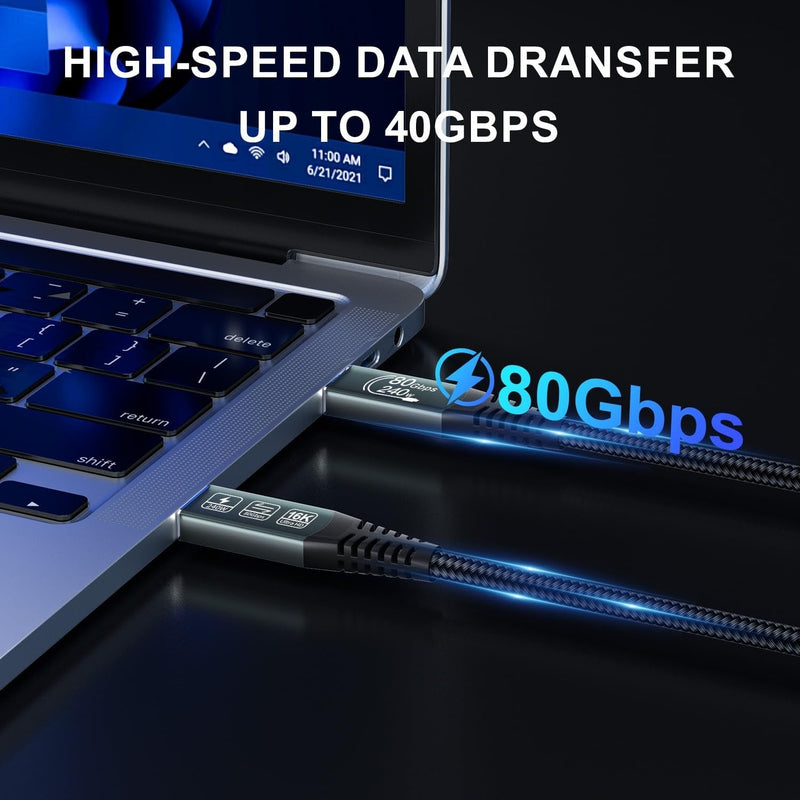 NÖRDIC 2m Thunderbolt 5 cable 80Gbps data transfer 240W Charging 120Gbps bandwidth 16K60Hz 8K60Hz 4K540Hz