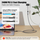NÖRDIC 2m USB3.2 Gen2 20Gbps USB-C to C nylon braided extension cable with Power Delivery 240W 4K60Hz