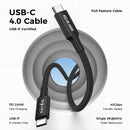 NÖRDIC 2m USB4 USB-C to C nylon braided cable PD3.1 240W 40G 8K60Hz 4K144Hz black