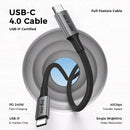 NÖRDIC 2m USB4 USB-C to C nylon braided cable PD3.1 240W 40G 8K60Hz 4K144Hz gray