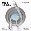 NÖRDIC 2m USB4 USB-C to C nylon braided cable PD3.1 with 240W fast charging 40G 8K60Hz 4K120Hz 5K60Hz 2x4K60Hz Emarker