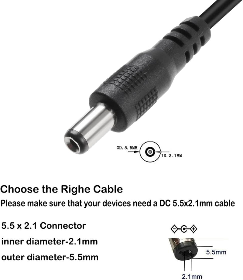 NÖRDIC 2m USB-A cable to DC 5.5x2.1mm 2A