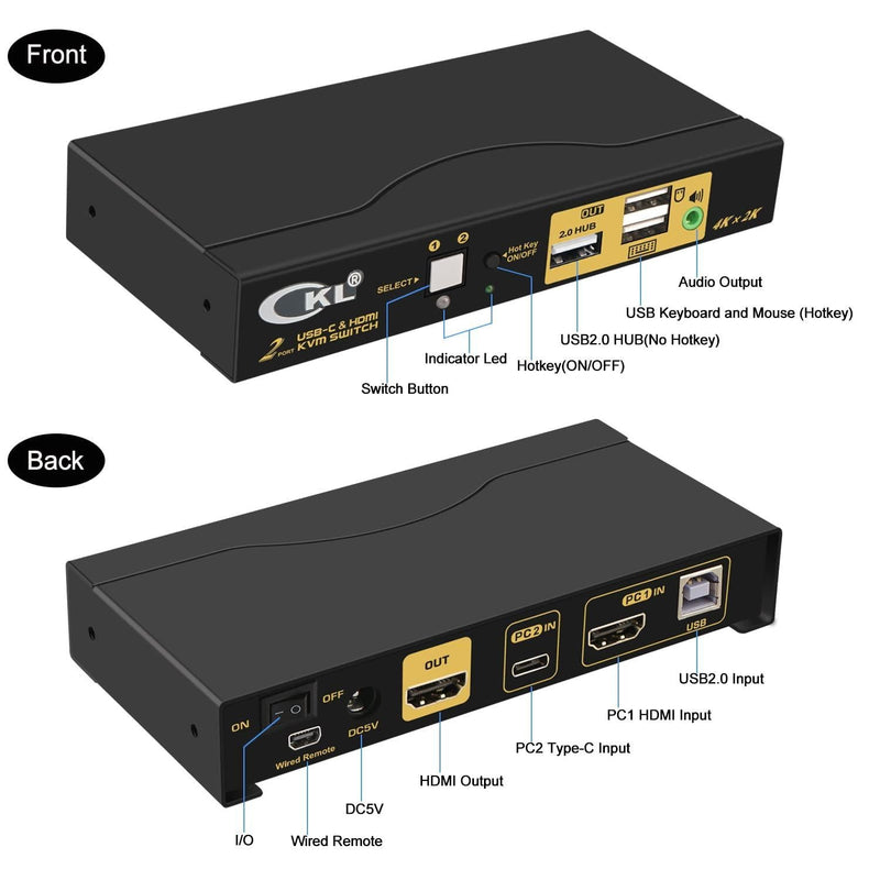 NÖRDIC 2 to 1 USB-C + HDMI KVM Switch, 4K 60Hz