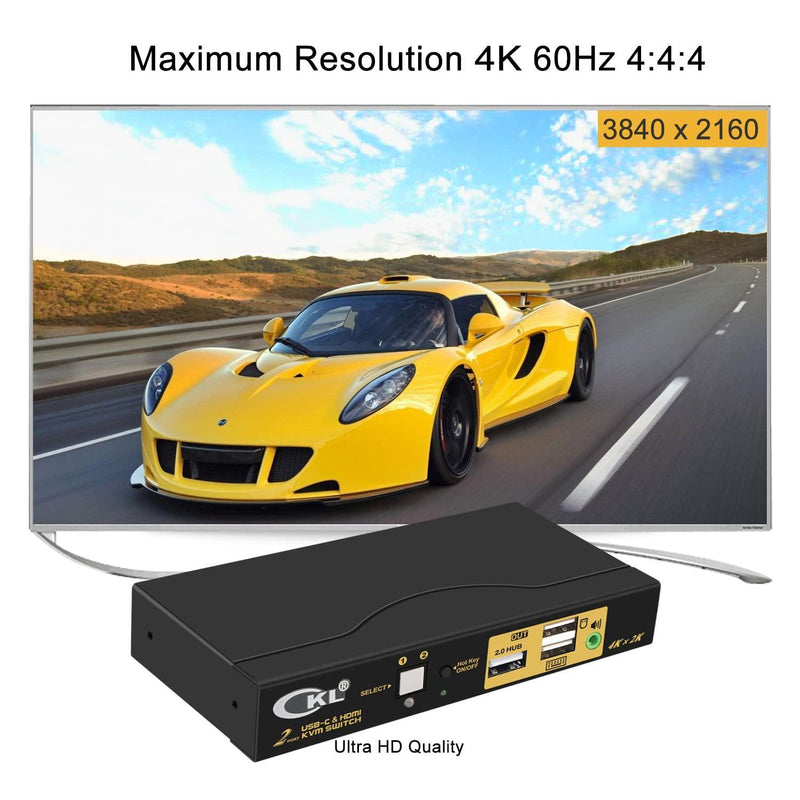 NÖRDIC 2 to 1 USB-C + HDMI KVM Switch, 4K 60Hz