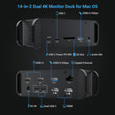 NÖRDIC 2 to 14 USB-C Macbook docking station dual monitors 2xHDMI 4K60Hz 7xUSB 1xUSB-C PD100W 1xRJ45 1xAudio 1xSD Thunderbolt 3/4 USB4