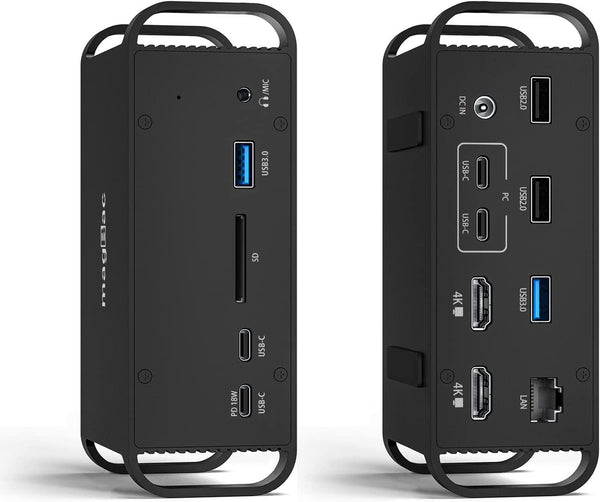 NÖRDIC 2 to 14 USB-C Macbook docking station dual monitors 2xHDMI 4K60Hz 7xUSB 1xUSB-C PD100W 1xRJ45 1xAudio 1xSD Thunderbolt 3/4 USB4