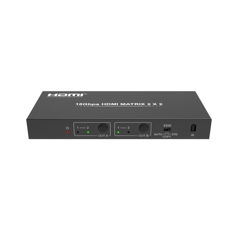 NÖRDIC 2x2 HDMI 2.0 Matrix switch 4K60Hz with Extractor Toslink &amp; Stereo EDID HDR HDCP2.2 Dolby Digital+, DTS 5.1