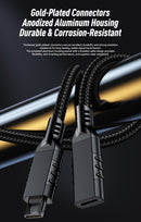 NÖRDIC 3m USB3.2 Gen2 20Gbps USB-C to C nylon braided extension cable with Power Delivery 240W 4K60Hz