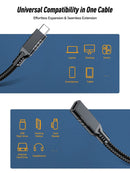 NÖRDIC 3m USB3.2 Gen2 20Gbps USB-C to C nylon braided extension cable with Power Delivery 240W 4K60Hz