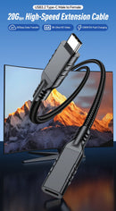 NÖRDIC 3m USB3.2 Gen2 20Gbps USB-C to C nylon braided extension cable with Power Delivery 240W 4K60Hz