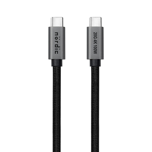 NÖRDIC 3m USB3.2 Gen2 USB-C to C nylon braided cable fast charging with Power Delivery PD100W 20Gbps 5A with Emarker
