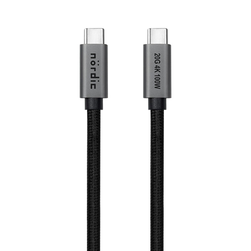NÖRDIC 3m USB3.2 Gen2 USB-C to C nylon braided cable fast charging with Power Delivery PD100W 20Gbps 5A with Emarker