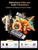 NÖRDIC 3m bidirectional USB-C to DisplayPort 2.1 cable 16K60Hz 8K240Hz/120Hz 4K240/165/144/60 HDR HDCP2.3