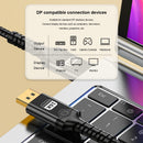 NÖRDIC 3 m nylon braided DisplayPort 2.1 cable DP80 UHBR20 80Gbps 16K/10K/8K@60Hz 4K@165/144Hz DSC 1.2a HDR HDCP 2.2 FreeSync G-Sync