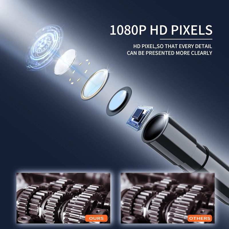 NÖRDIC 4.3" Endoscope Camera with 8 LED Lights, IP67 Waterproof 1080P HD 5m Cable